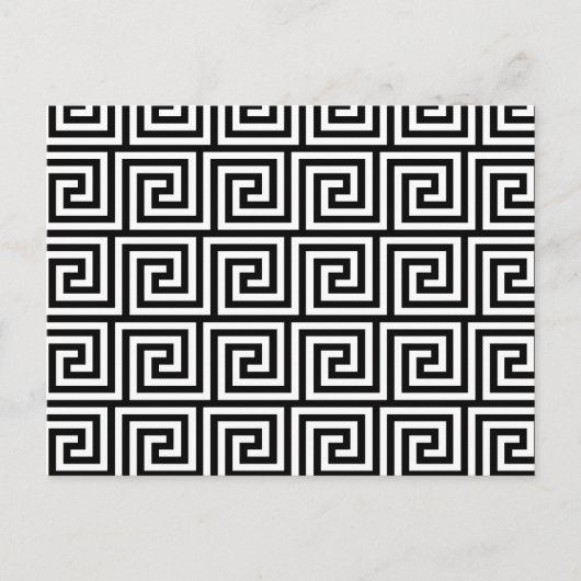 Zwart-wit Graphic Grieks Key Pattern Briefkaart (Voorkant)