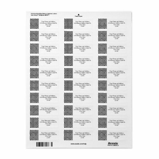 Zwart-wit Graphic Grieks Key Pattern Etiket (Full Sheet)