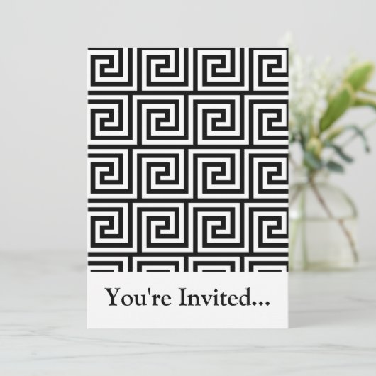 Zwart-wit Graphic Grieks Key Pattern Kaart (Staand voorkant)