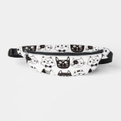 Zwart Wit Grappig Kat Gezichten Patroon Heuptasje (Voorkant)