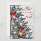 Zwart-wit Grappig Schattige Familie Kinder Kerst Feestdagenkaart (Voorkant)