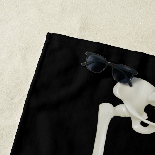 Zwart-wit grappig skelet benen badhanddoek (In situ)