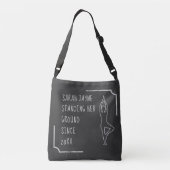 Zwart-wit Grappige Yoga Pose Outline krijtbord Crossbody Tas (Achterkant)