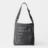 Zwart-wit Grappige Yoga Pose Outline krijtbord Crossbody Tas (Voorkant)