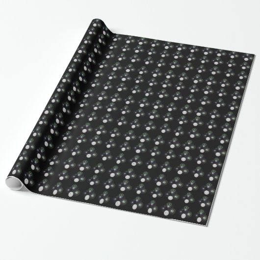 Zwart-wit grasbowlingpatroon. cadeaupapier (Uitgerold)