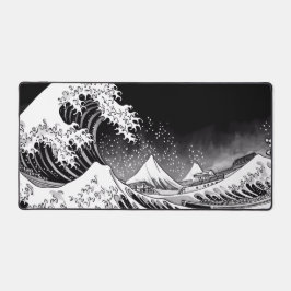 Zwart-wit Great Wave off kanagawa grijs xxl Bureaumat