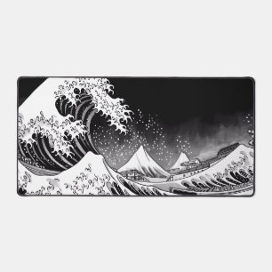 Zwart-wit Great Wave off kanagawa grijs xxl Bureaumat
