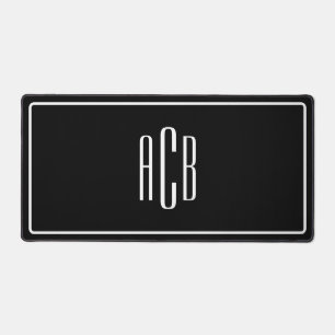 Zwart-wit grens drie letter blauw monogram bureaumat
