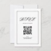 Zwart-wit grens QR code Oude Geld bruiloft RSVP Kaartje (Voorkant)