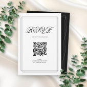 Zwart-wit grens QR code Oude Geld bruiloft RSVP Kaartje