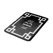 Zwart-wit Grieks Key Custom Monogram Badmat (Gekanteld)