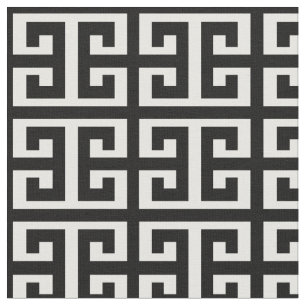 Zwart Wit Grieks Key Fabric Stof