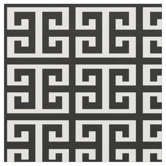 Zwart Wit Grieks Key Fabric Stof (Close Up)