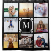 Zwart-wit Grieks Key Monogram 8 Fotocollage Douchegordijn (Voorkant)