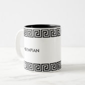 Zwart-wit Grieks Patroon Gepersonaliseerd Tweekleurige Koffiemok (Voorkant links)
