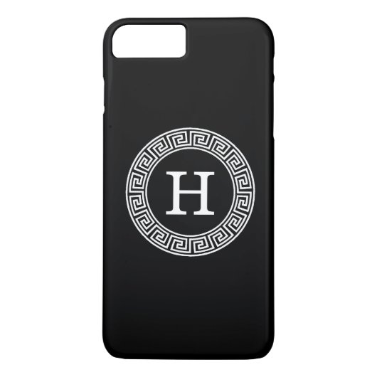 Zwart Wit Grieks Sleutel RND Lijst Initiaal Monogr Case-Mate iPhone Case (Achterkant)