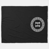 Zwart Wit Grieks Sleutel RND Lijst Initiaal Monogr Fleece Deken (Voorkant (Horizontaal))