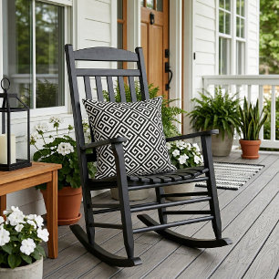 Zwart-wit Grieks sleutelpatroon Buitenkussen