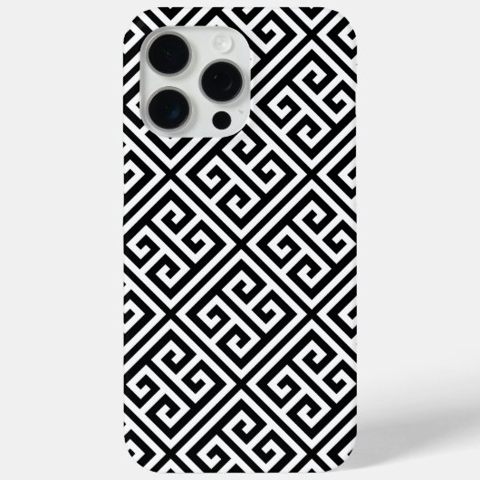 Zwart-wit Grieks sleutelpatroon Case-Mate iPhone Case (Achterkant)