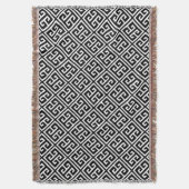 Zwart-wit Grieks sleutelpatroon Deken (Voorkant Verticaal)