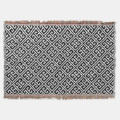 Zwart-wit Grieks sleutelpatroon Deken (Voorkant)