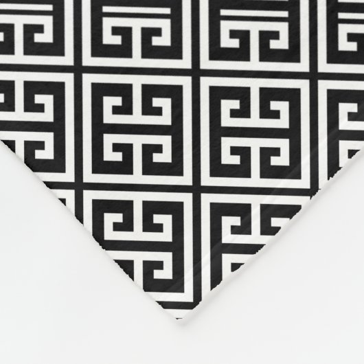 Zwart-wit Grieks sleutelpatroon Fleece Deken (Hoek)