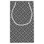 Zwart-wit Grieks sleutelpatroon Klein Cadeauzakje (Achterkant)