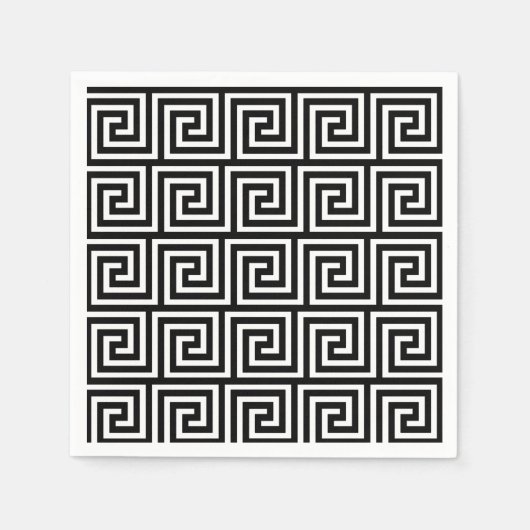 Zwart-wit Grieks sleutelpatroon Servetten (Voorkant)