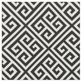 Zwart-wit Grieks sleutelpatroon Stof