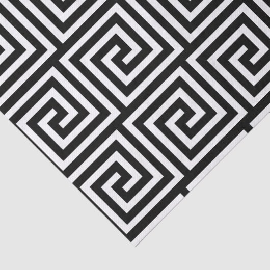 Zwart-wit Grieks sleutelpatroon Tissuepapier (Detail)