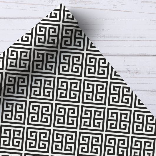 Zwart-wit Grieks sleutelscherm Cadeaupapier