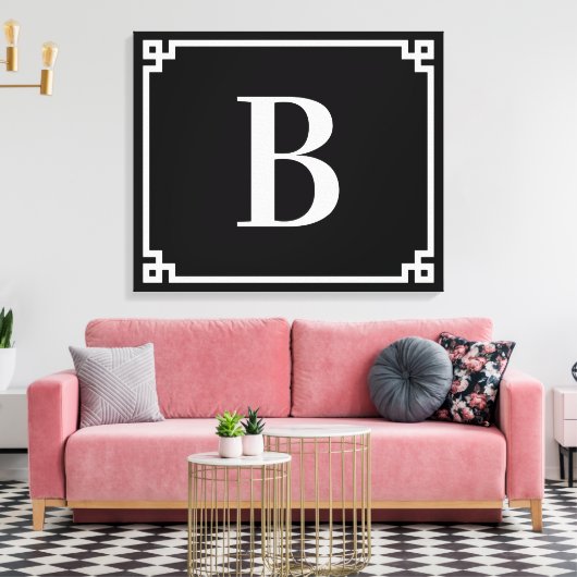 Zwart-wit Grieks toetsenbord Canvas Afdruk (Insitu (Woonkamer))