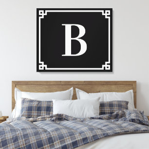 Zwart-wit Grieks toetsenbord Canvas Afdruk