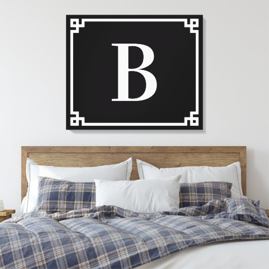 Zwart-wit Grieks toetsenbord Canvas Afdruk (Insitu (Slaapkamer))