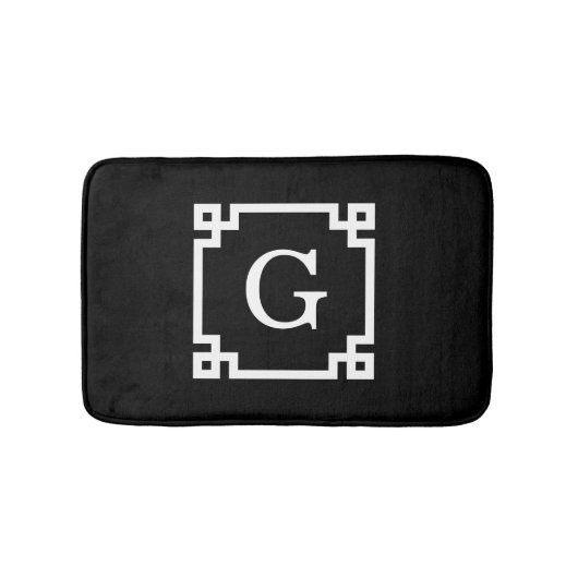 Zwart wit Grieks Zeer belangrijk Lijst #2 Initiaal Badmat (Voorkant)