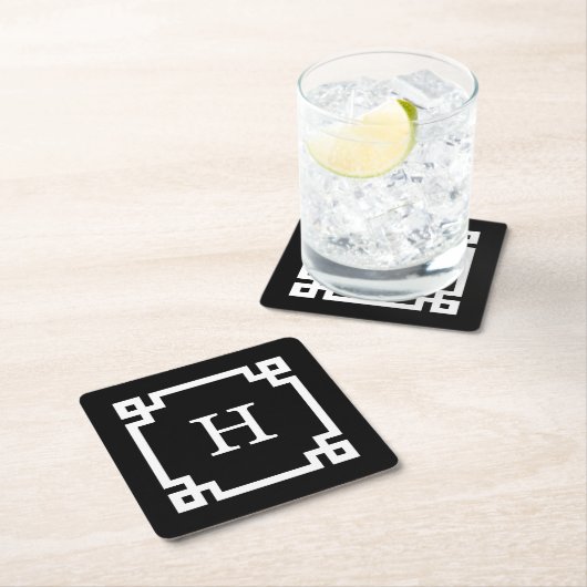 Zwart wit Grieks Zeer belangrijk Lijst #2 Initiaal Kartonnen Onderzetters (Insitu)