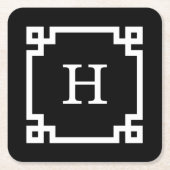 Zwart wit Grieks Zeer belangrijk Lijst #2 Initiaal Kartonnen Onderzetters (Voorkant)