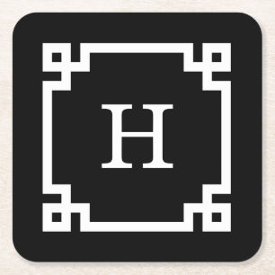 Zwart wit Grieks Zeer belangrijk Lijst #2 Initiaal Kartonnen Onderzetters