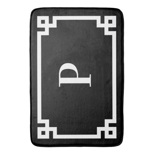 Zwart-wit Grieks Zeer belangrijk Lijst Monogram Gr Badmat (Voorkant Verticaal)