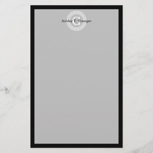 Zwart Wit Grieks Zeer belangrijk Rand Lijst Initia Briefpapier (Voorkant)
