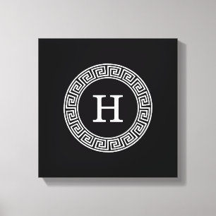 Zwart Wit Grieks Zeer belangrijk Rand Lijst Initia Canvas Afdruk