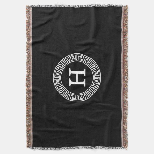 Zwart Wit Grieks Zeer belangrijk Rand Lijst Initia Deken (Voorkant Verticaal)