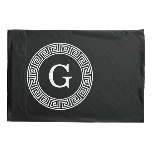 Zwart Wit Grieks Zeer belangrijk Rand Lijst Initia Kussensloop (Achterkant)