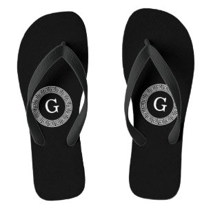 Zwart Wit Grieks Zeer belangrijk Rand Lijst Initia Teenslippers