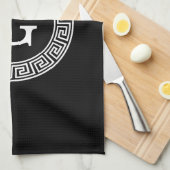 Zwart Wit Grieks Zeer belangrijk Rand Lijst Initia Theedoek (Quarter Fold)