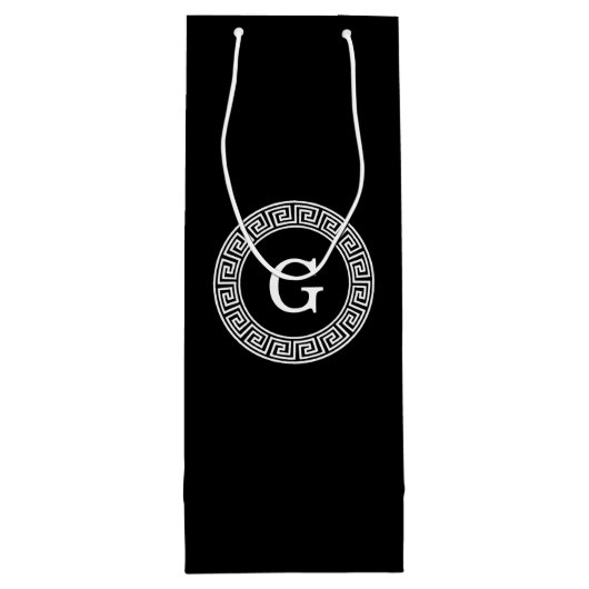 Zwart Wit Grieks Zeer belangrijk Rand Lijst Initia Wijn Cadeautas (Achterkant)