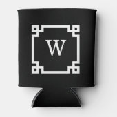 Zwart Wit Griekse Sleutel Frame #2 Initieel Monogr Blikjeskoeler (Voorkant)