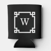 Zwart Wit Griekse Sleutel Frame #2 Initieel Monogr Blikjeskoeler (Achterkant)