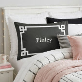 Zwart-wit Griekse sleutel monogram standaard Kussensloop