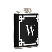 Zwart-wit Griekse Sleutelrand Monogram Heupfles (Rechts)
